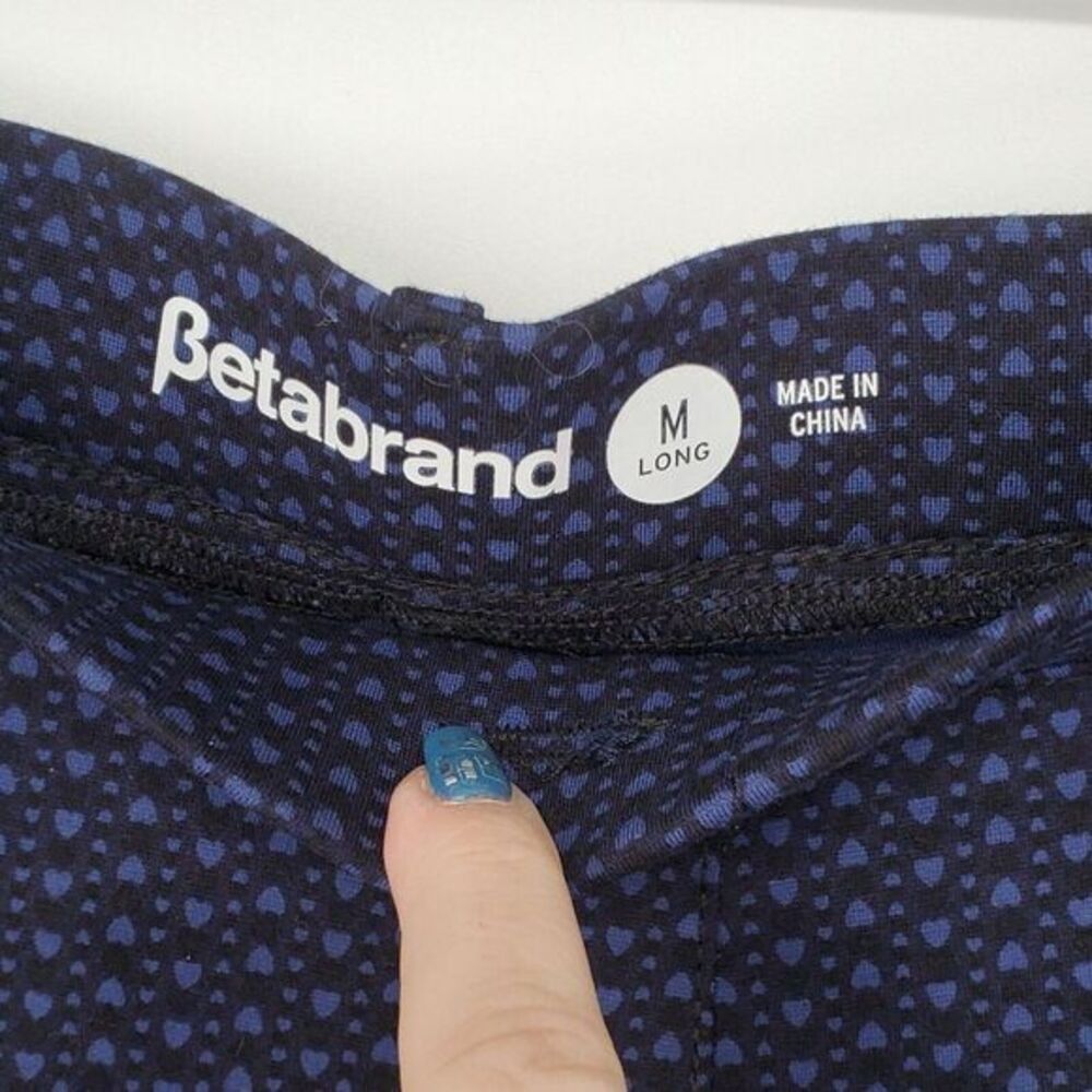 Women's Betabrand Pants Medium Long Straight Leg Heart Print Work Yoga Stretch - Picture 3 of 4